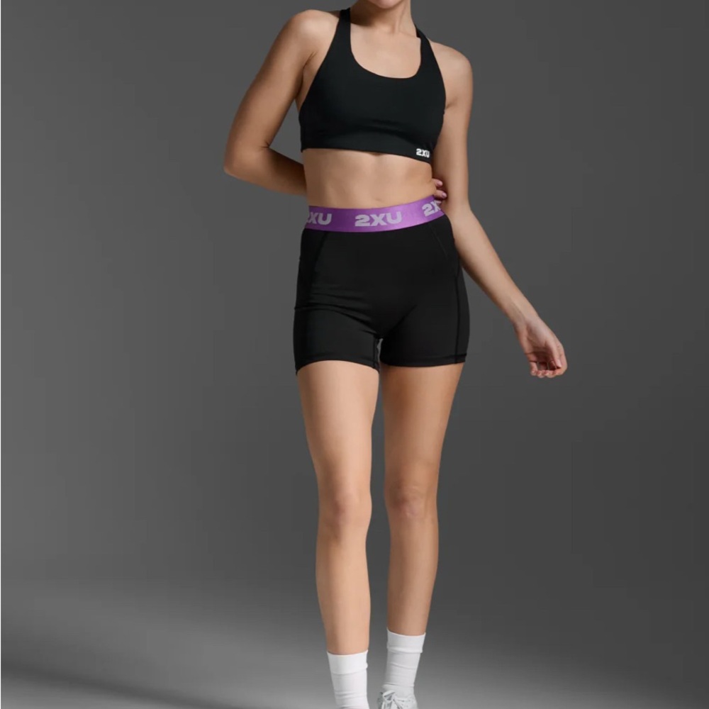 2XU Black/Thistle compression shorts, 3inch